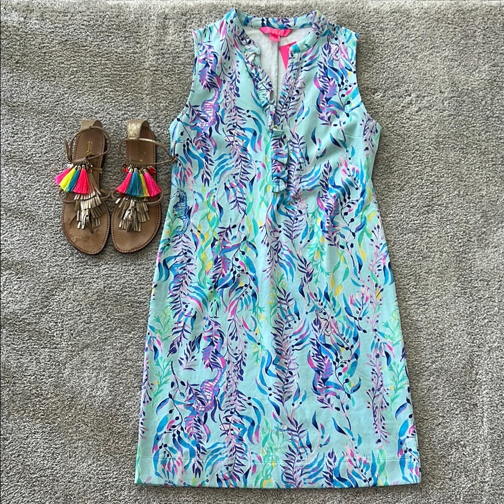 Lilly Pulitzer Sherryn Shift dress Blue Oasis Tint Swim Shady